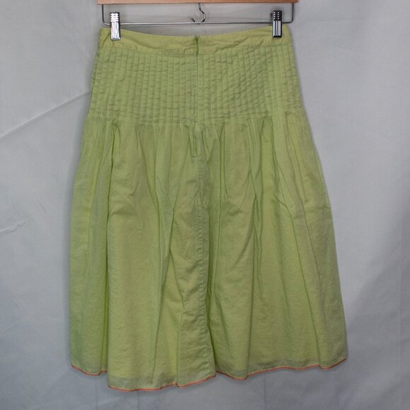J Crew Pintuck Ribbon Trim Skirt Womens 0 Green A Line Y2K Cottage Core FF03X - Picture 2 of 5